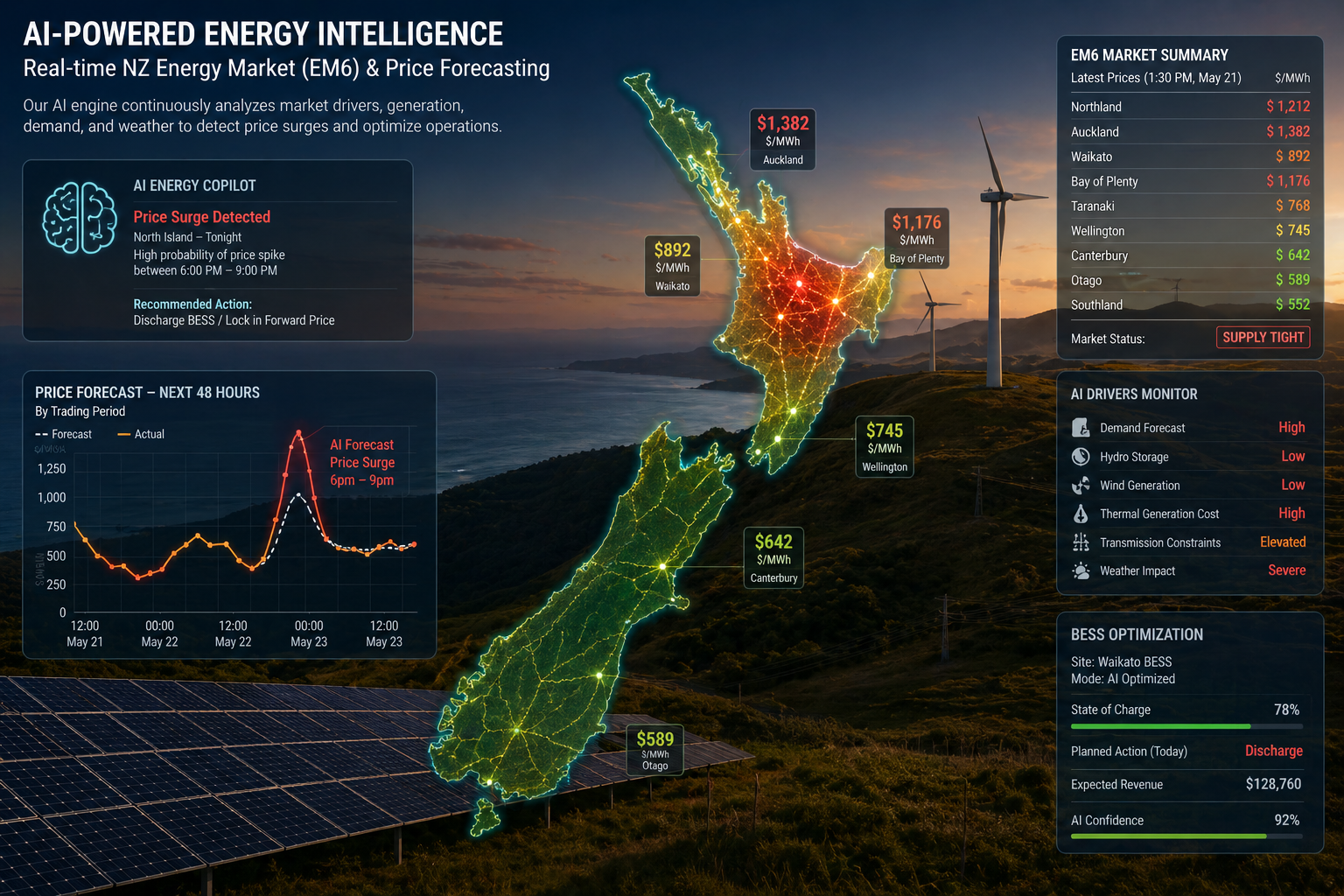 AI energy management dashboard