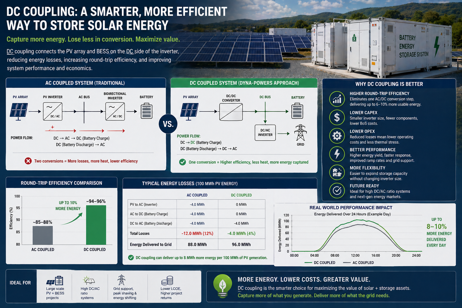 DC coupled solar and battery system
