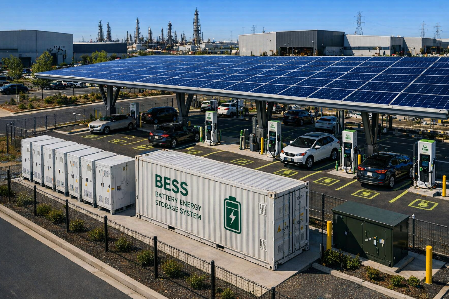 EV charging station with battery storage