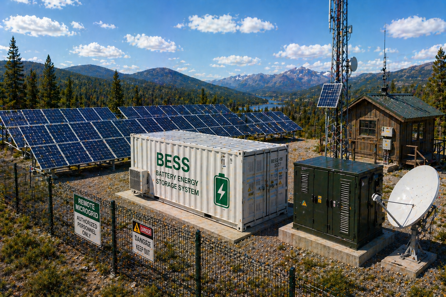 Remote energy system with solar and battery