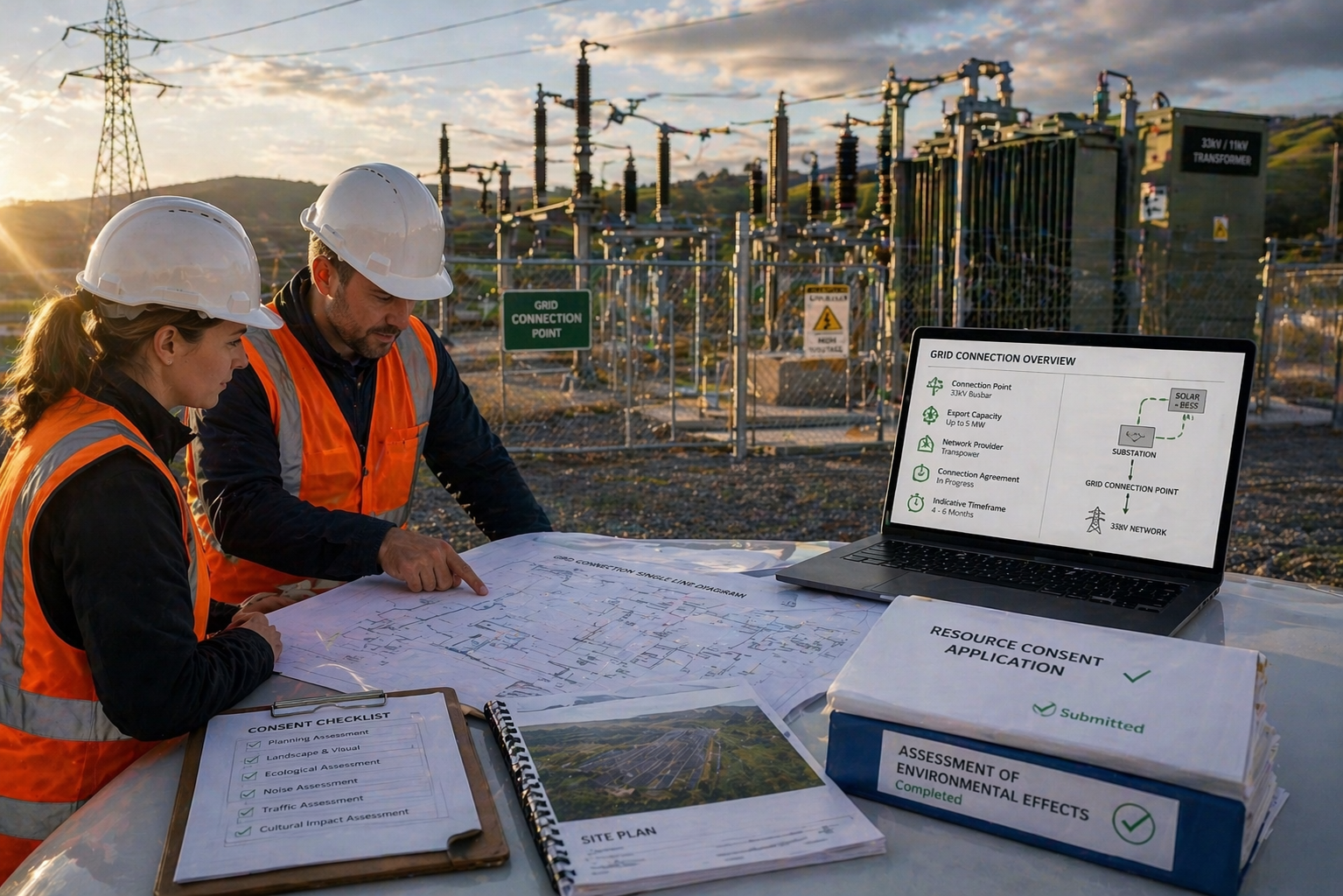 Grid connection and resource consent infrastructure